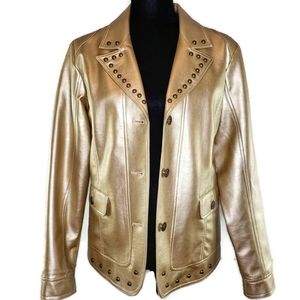 Susan Graver shiny gold, studded jacket - Size L